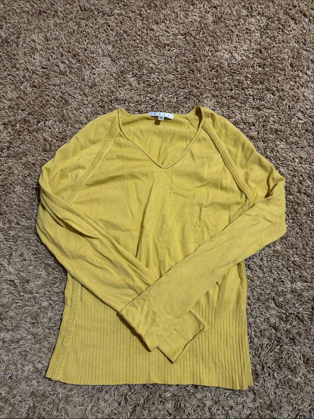 Women's Cabi V-Neck Long Sleeve Lightweight Sweater in Yellow
